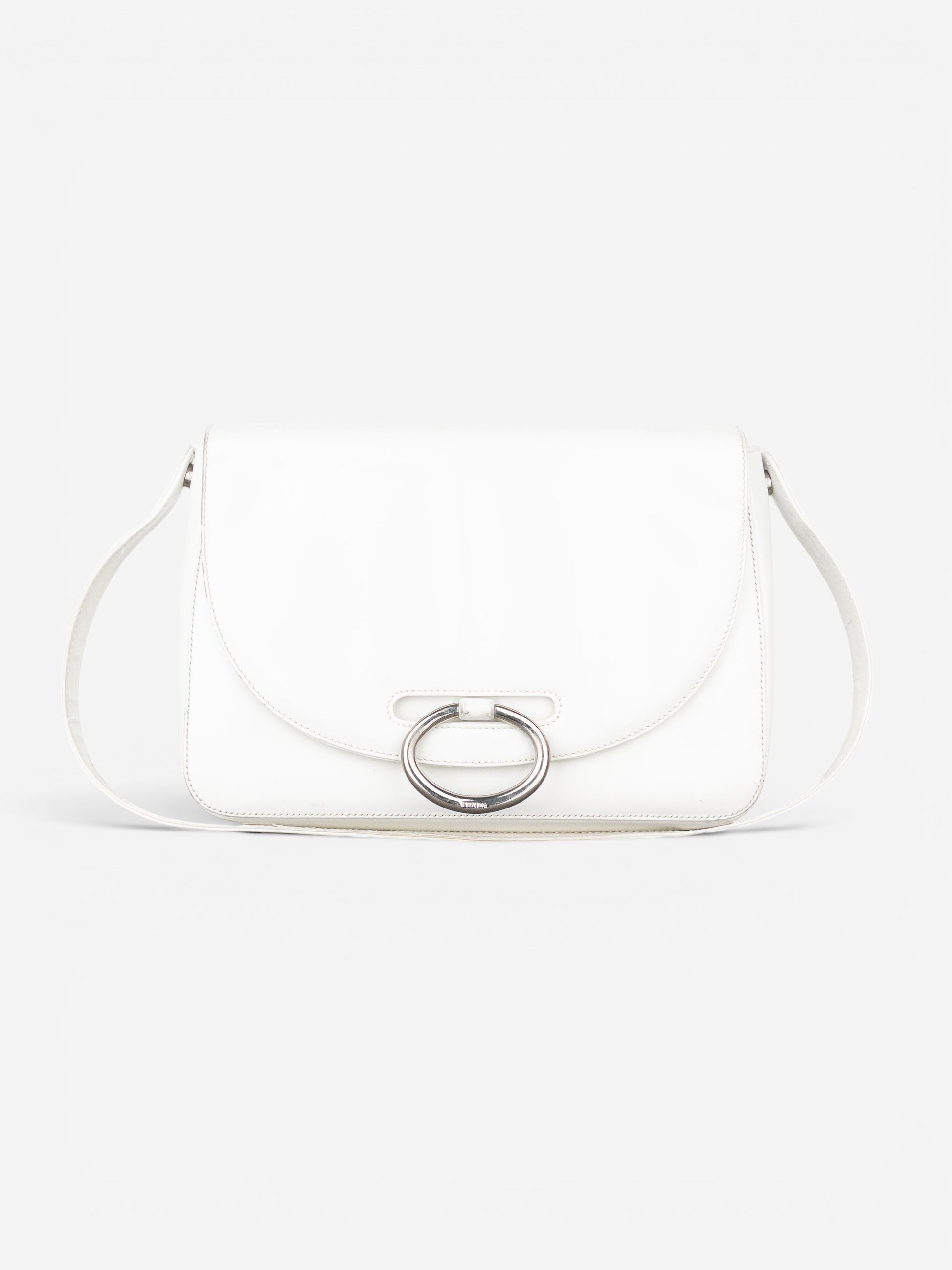 Prada 2000s Metal Ring Leather Shoulder Bag