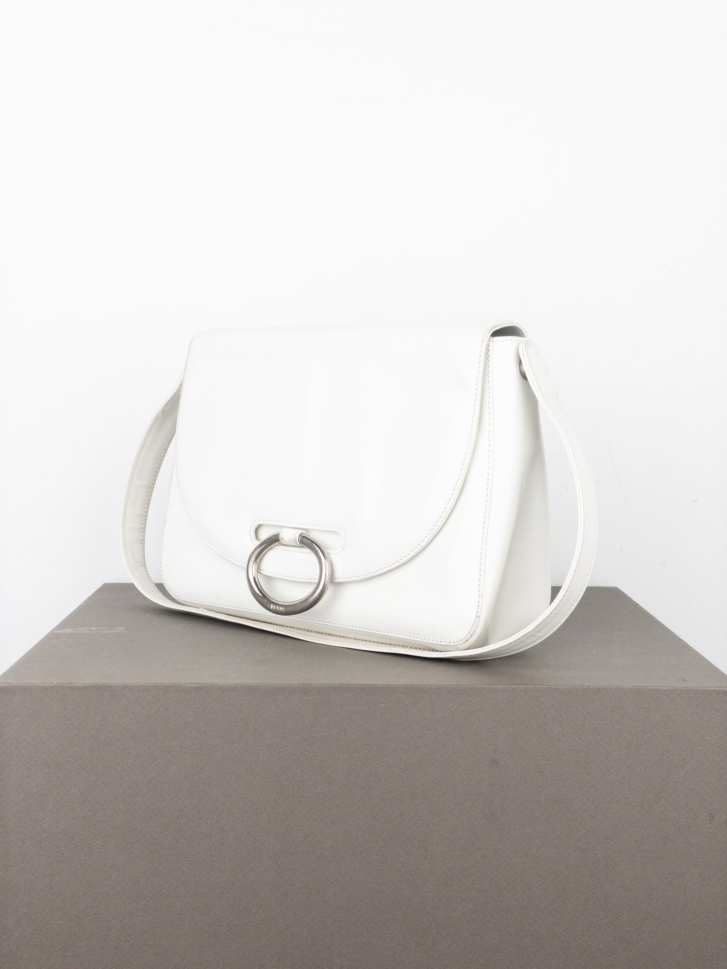 Prada 2000s Metal Ring Leather Shoulder Bag