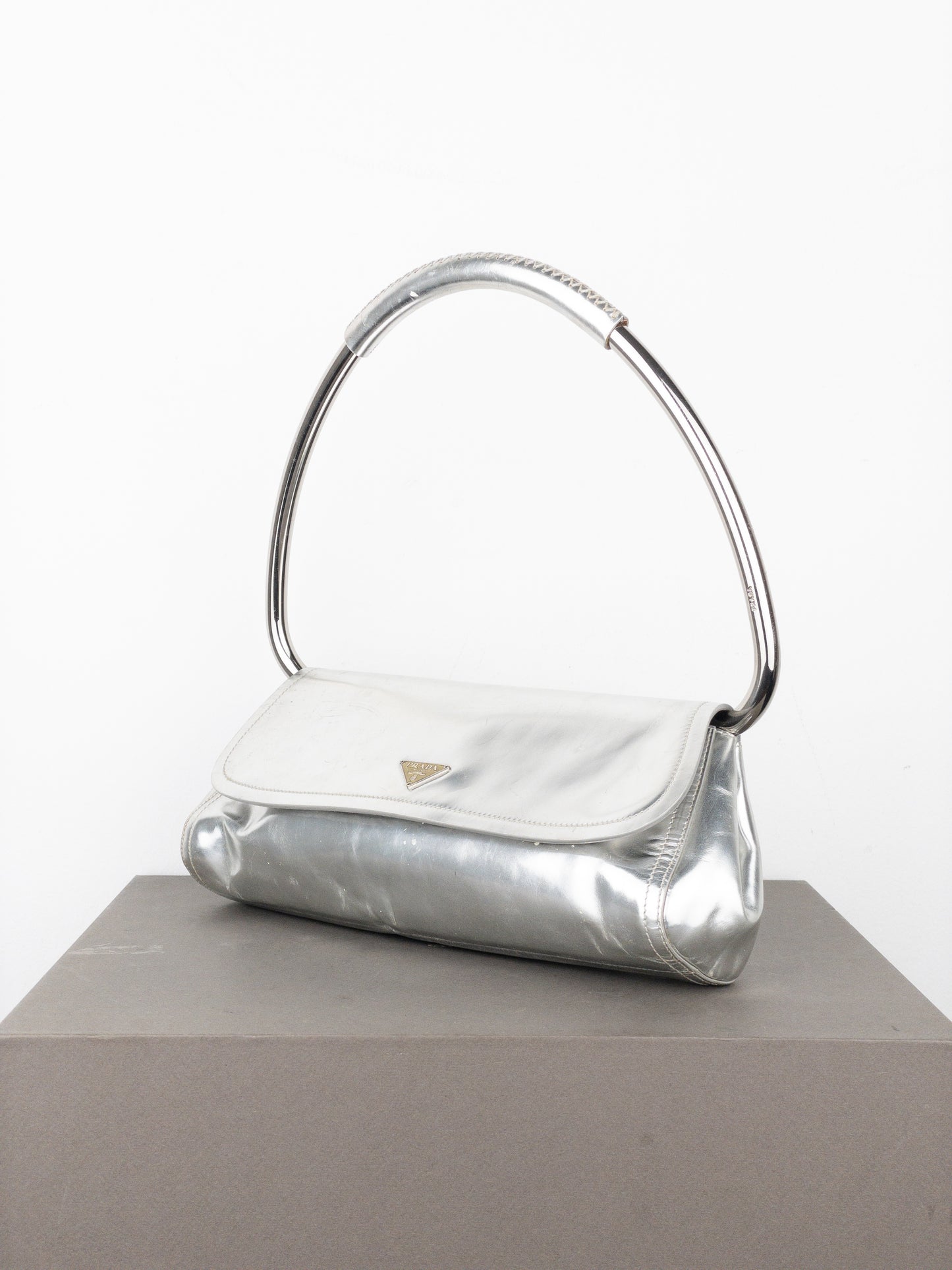 Prada SS03 Metal Handle ‘Vernice Swing’ Shoulder Bag