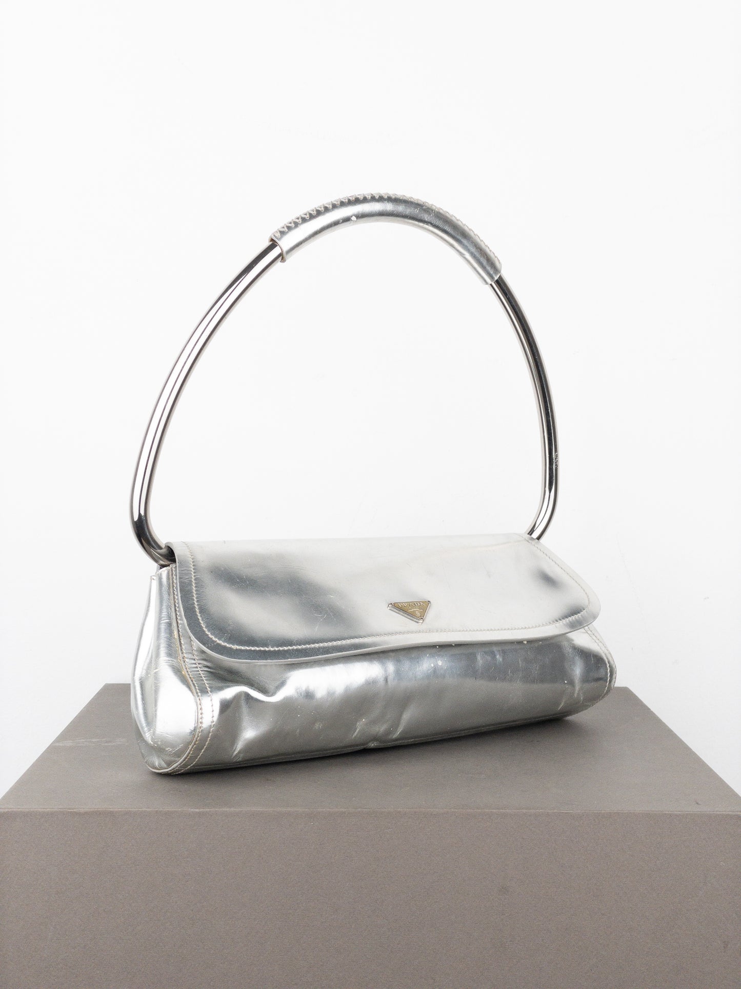 Prada SS03 Metal Handle ‘Vernice Swing’ Shoulder Bag