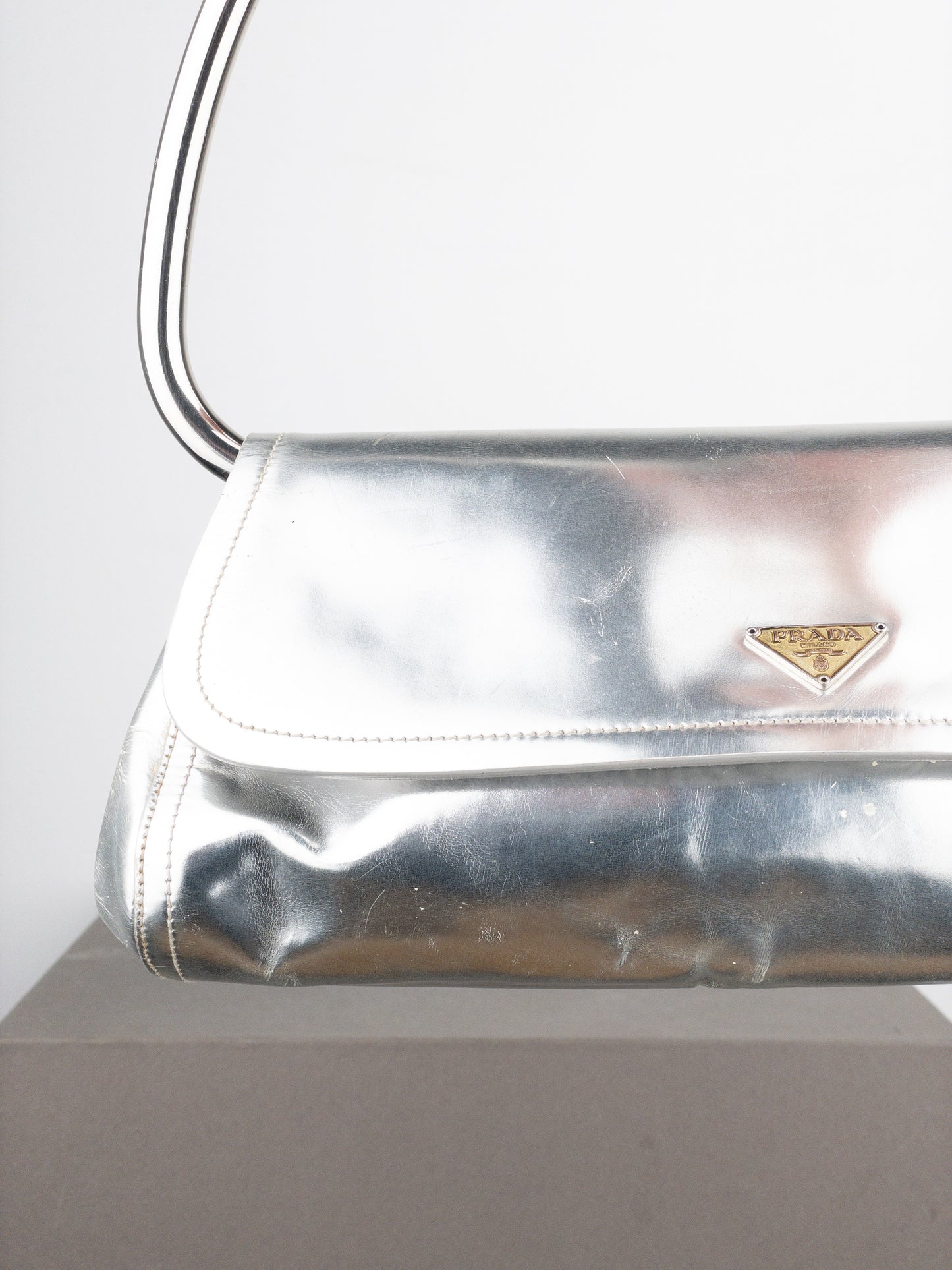 Prada SS03 Metal Handle ‘Vernice Swing’ Shoulder Bag