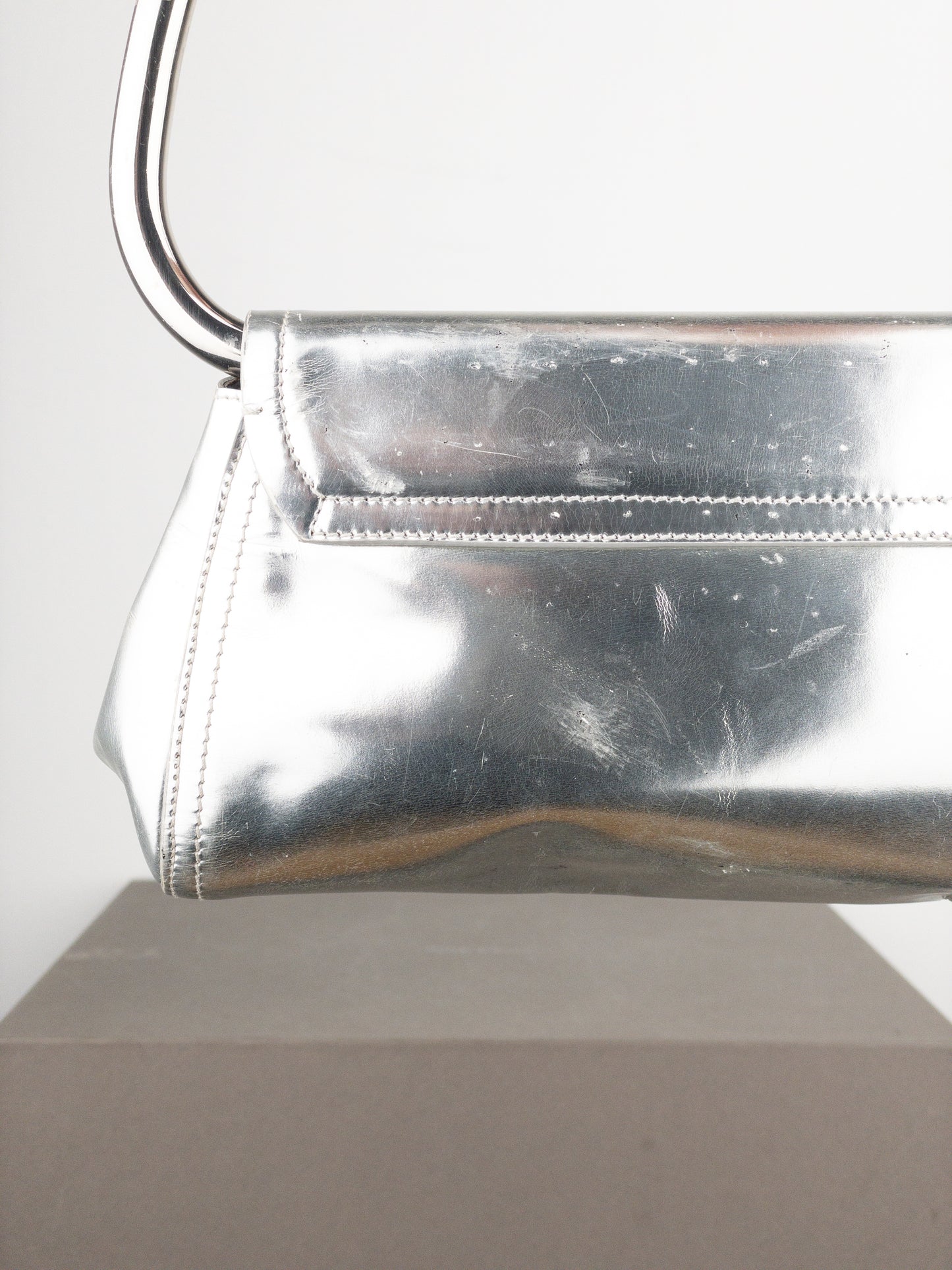 Prada SS03 Metal Handle ‘Vernice Swing’ Shoulder Bag