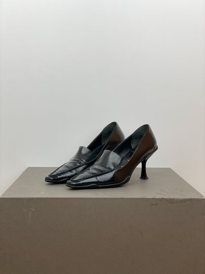 Prada 2000s Square Toe Loafer Pump Heels