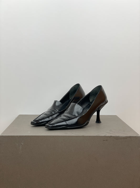 Prada 2000s Square Toe Loafer Pump Heels