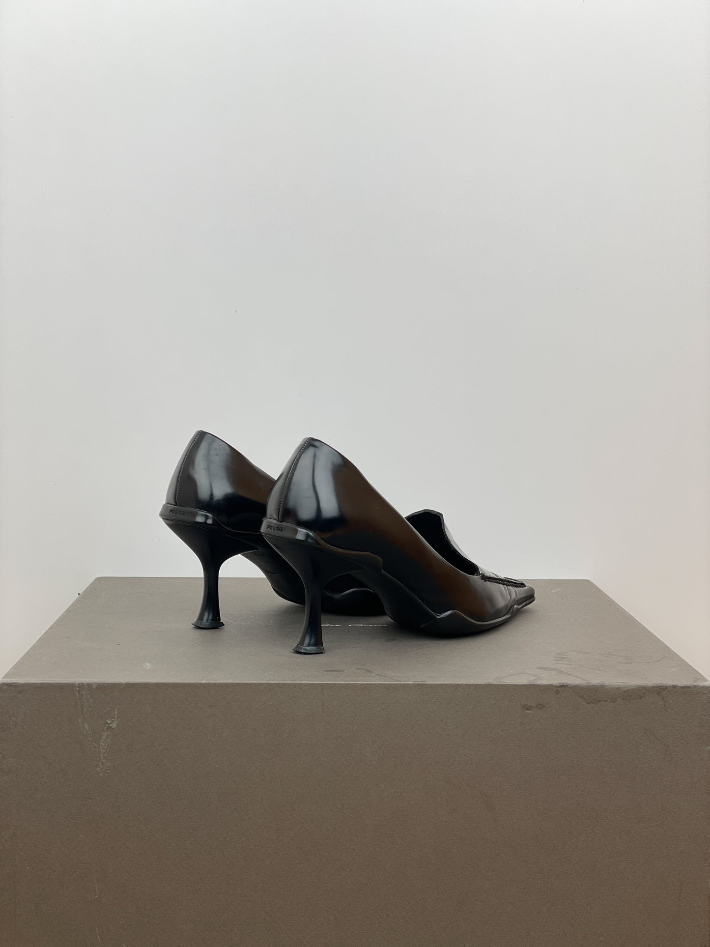 Prada 2000s Square Toe Loafer Pump Heels