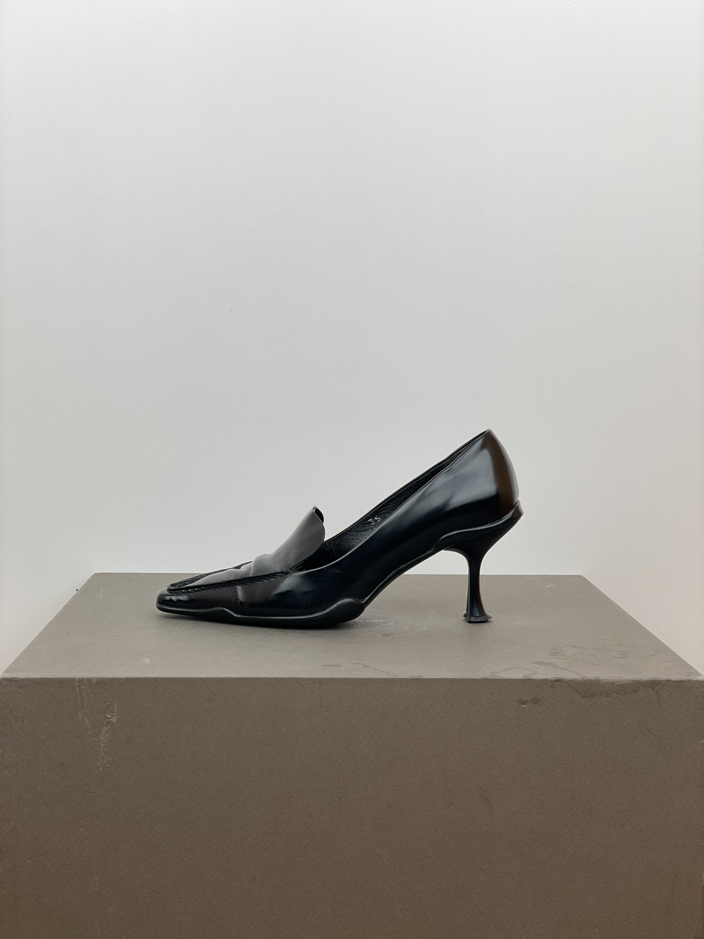 Prada 2000s Square Toe Loafer Pump Heels