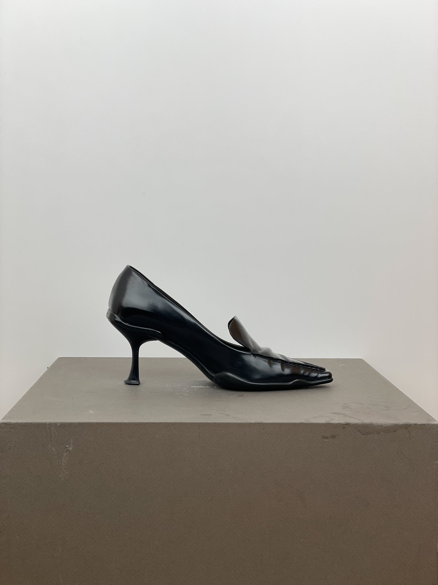 Prada 2000s Square Toe Loafer Pump Heels
