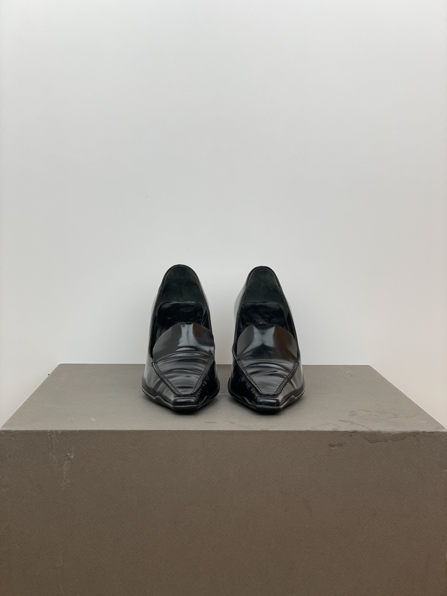 Prada 2000s Square Toe Loafer Pump Heels