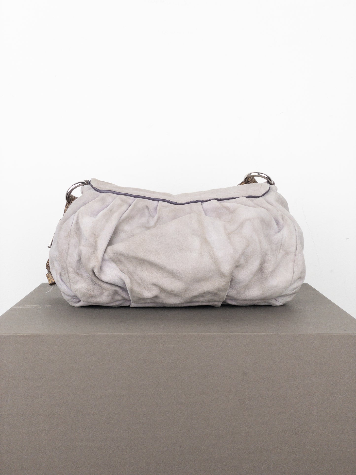 Prada 2000s Suede Lizard Buckle Hobo Shoulder Bag