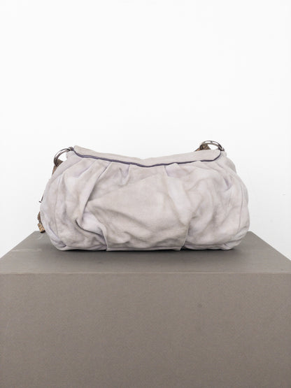 Prada 2000s Suede Lizard Buckle Hobo Shoulder Bag