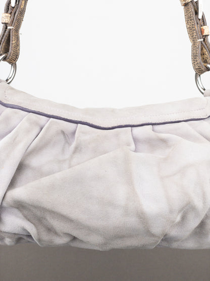 Prada 2000s Suede Lizard Buckle Hobo Shoulder Bag