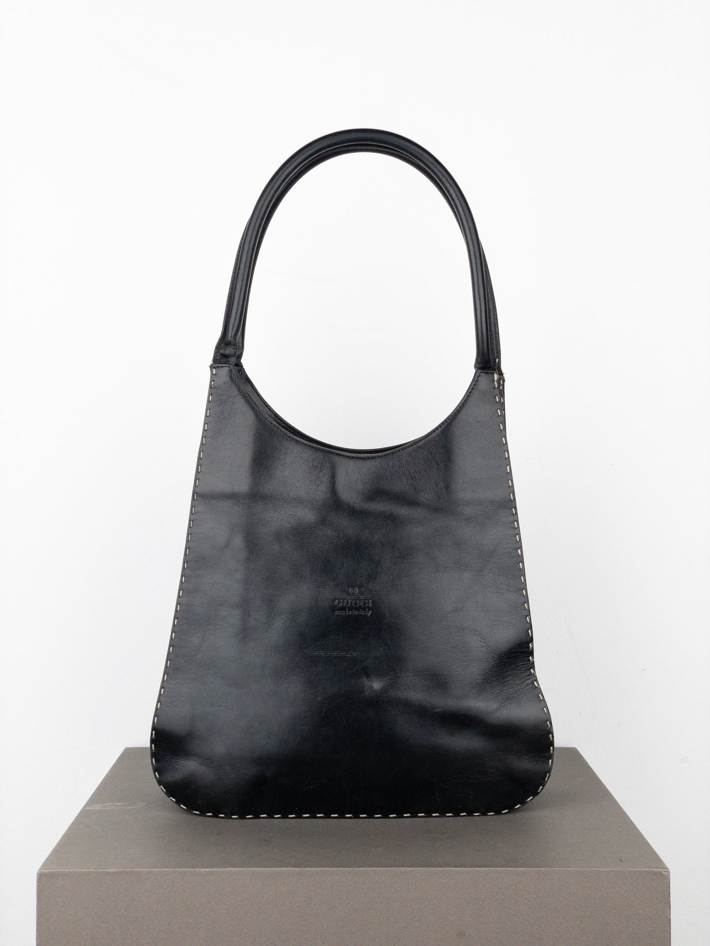 Gucci by Tom Ford 1990s Topstitch Leather Hobo Shoulder Bag