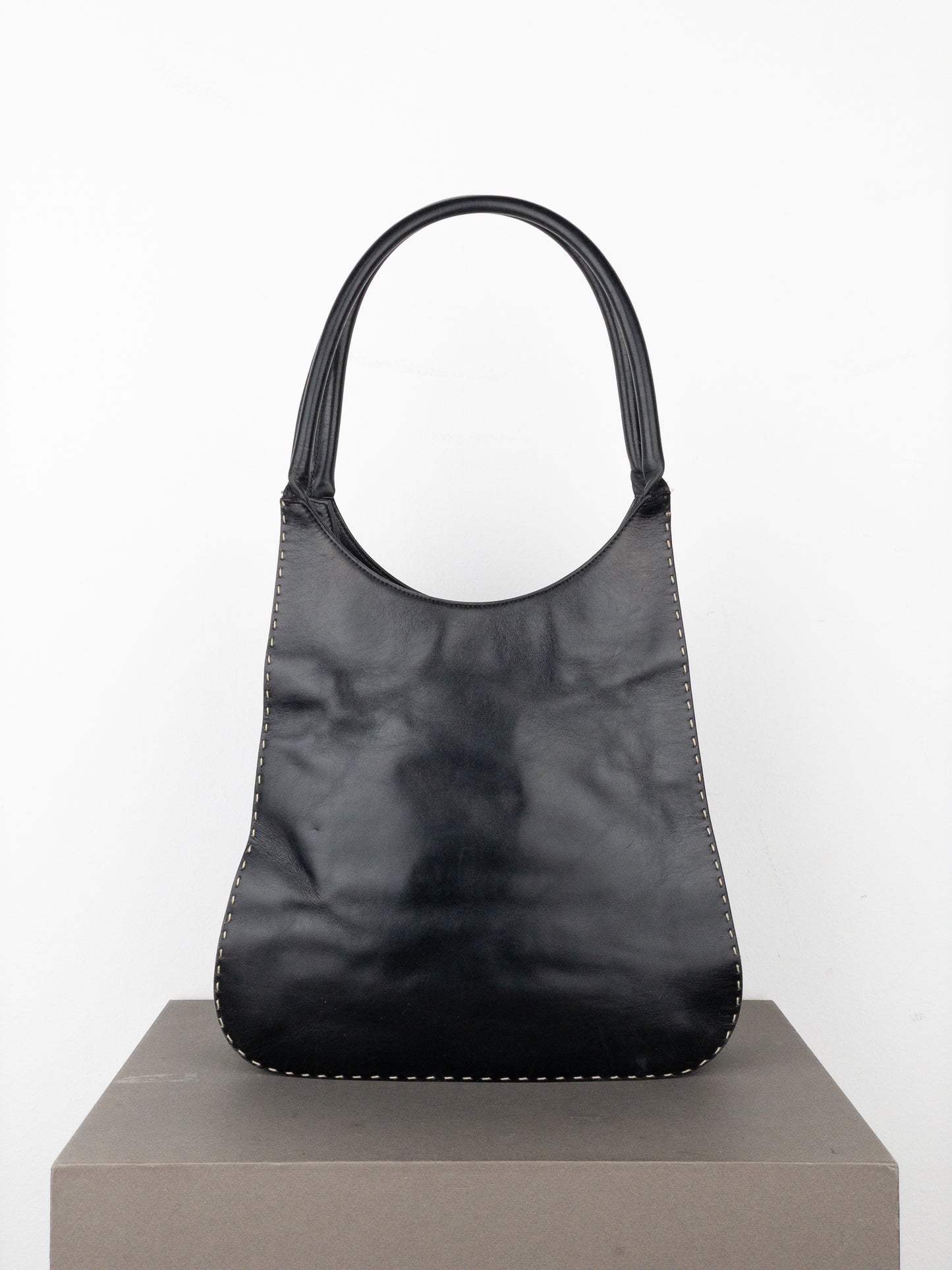 Gucci by Tom Ford 1990s Topstitch Leather Hobo Shoulder Bag