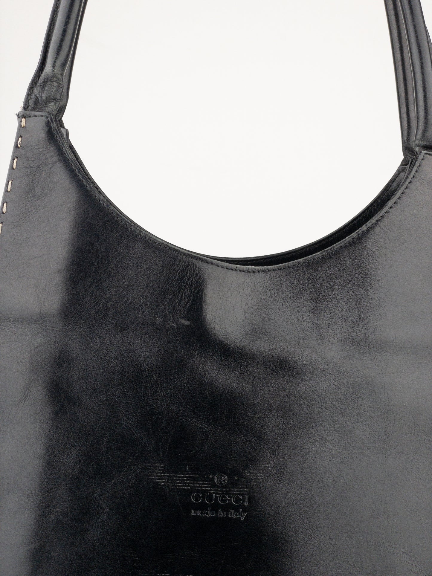 Gucci by Tom Ford 1990s Topstitch Leather Hobo Shoulder Bag