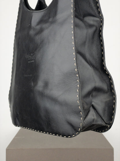 Gucci by Tom Ford 1990s Topstitch Leather Hobo Shoulder Bag