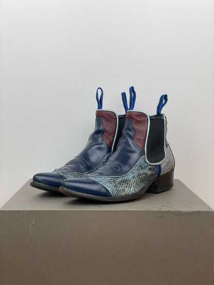Miu Miu SS99 Snakeskin Cowboy Chelsea Ankle Boots