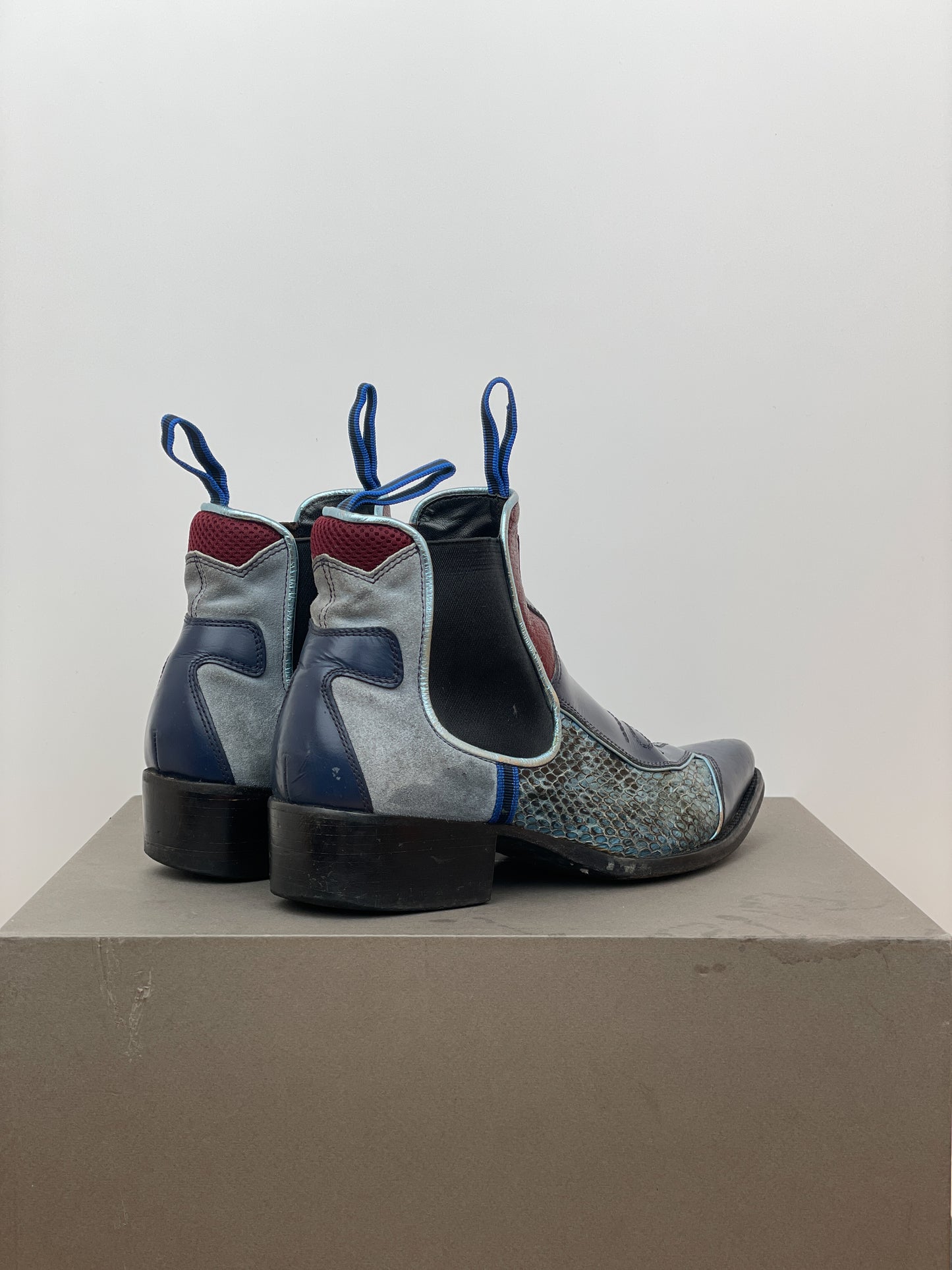 Miu Miu SS99 Snakeskin Cowboy Chelsea Ankle Boots