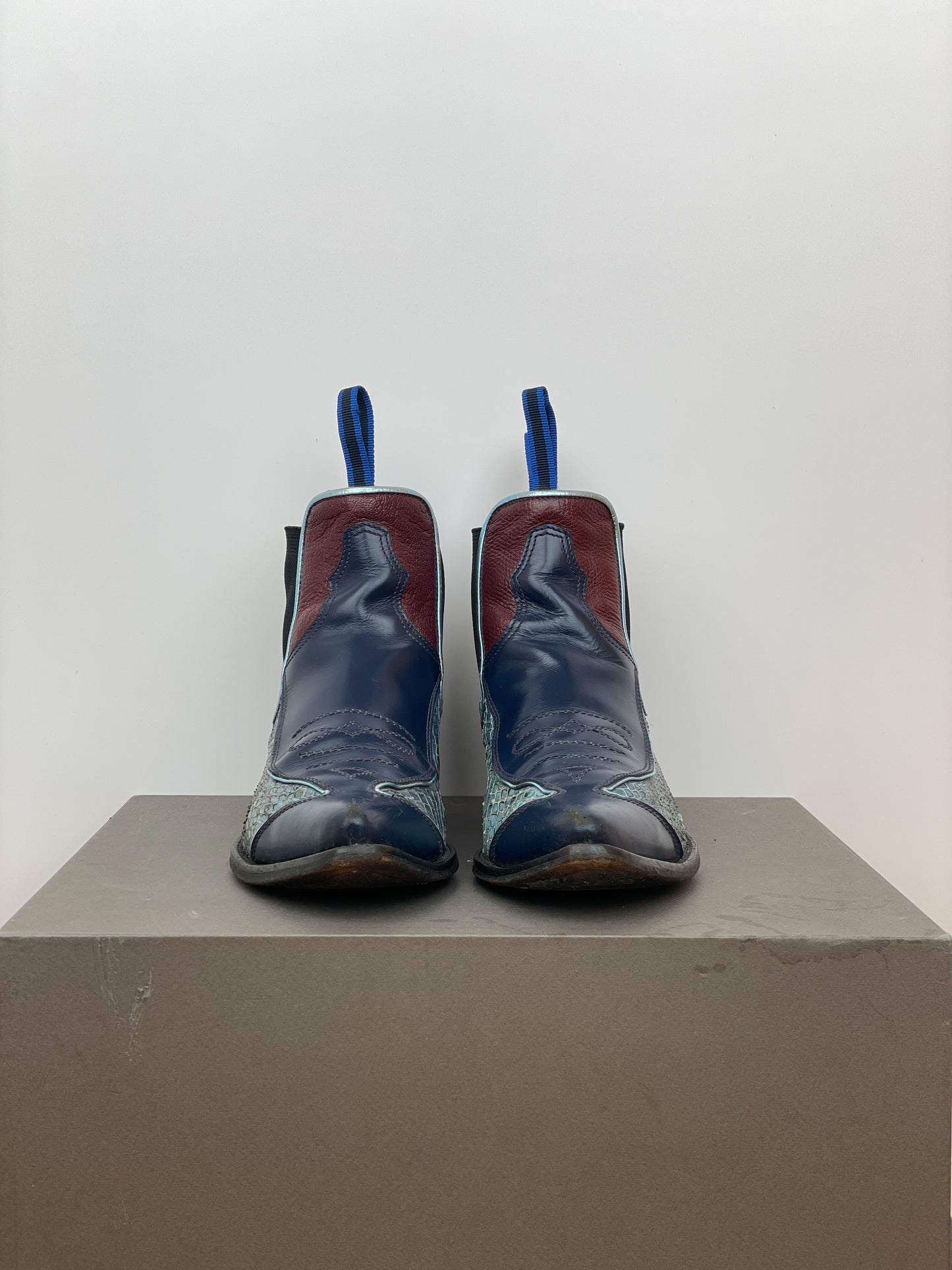 Miu Miu SS99 Snakeskin Cowboy Chelsea Ankle Boots