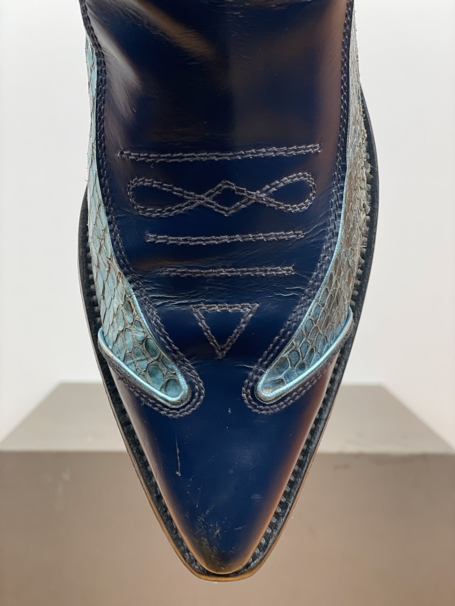 Miu Miu SS99 Snakeskin Cowboy Chelsea Ankle Boots