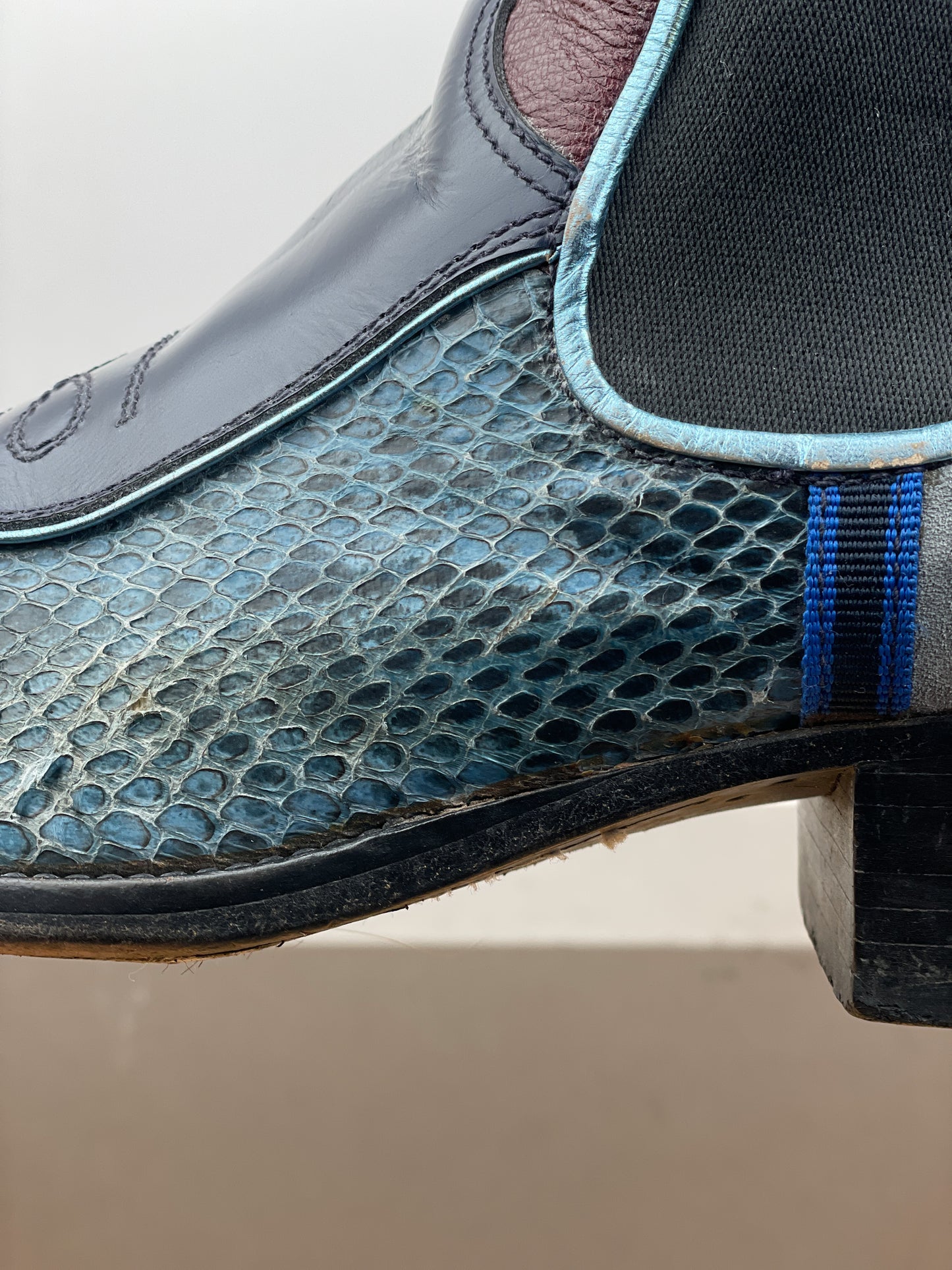 Miu Miu SS99 Snakeskin Cowboy Chelsea Ankle Boots