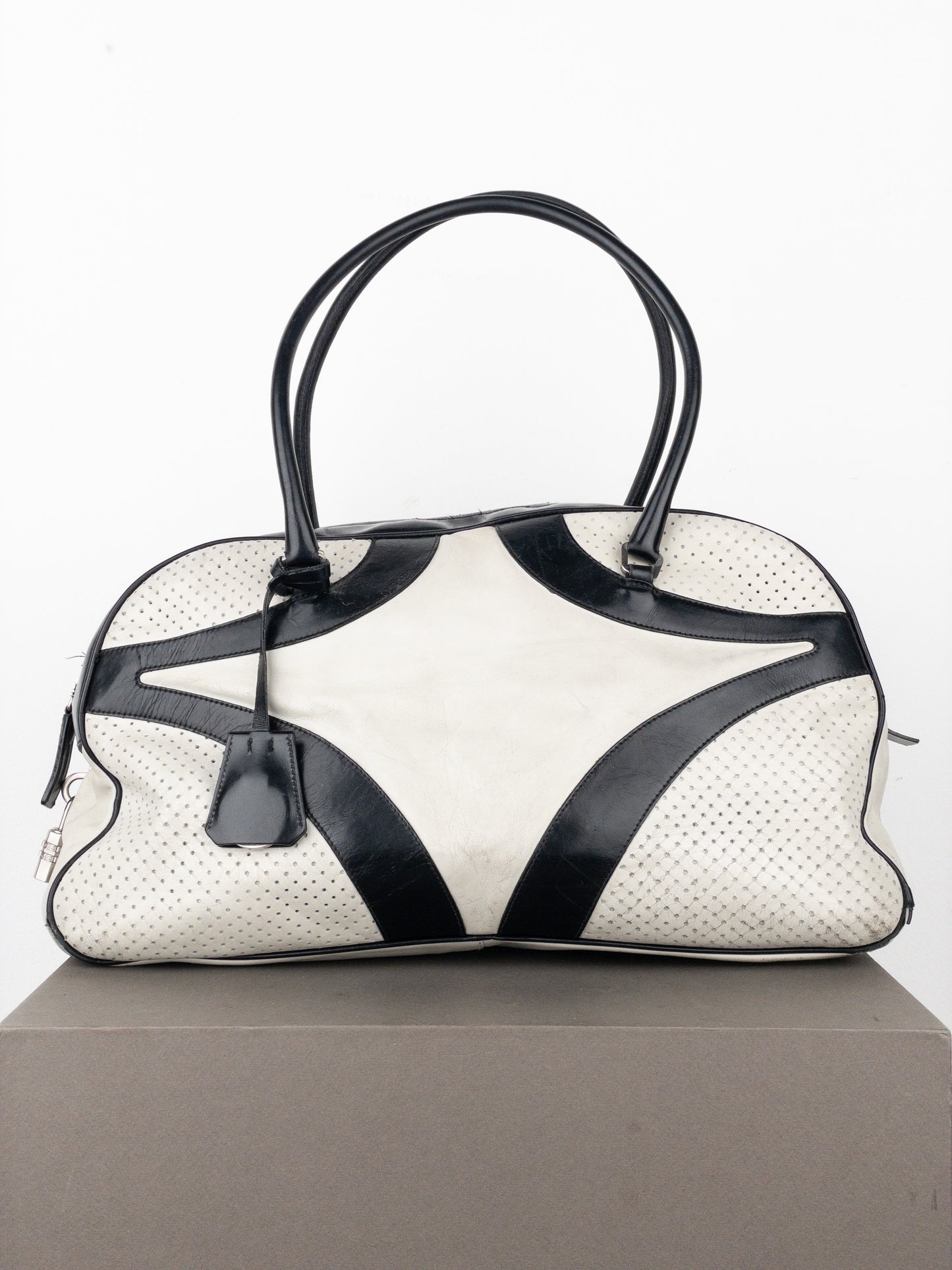 Prada SS00 Bowling Leather Shoulder Bag