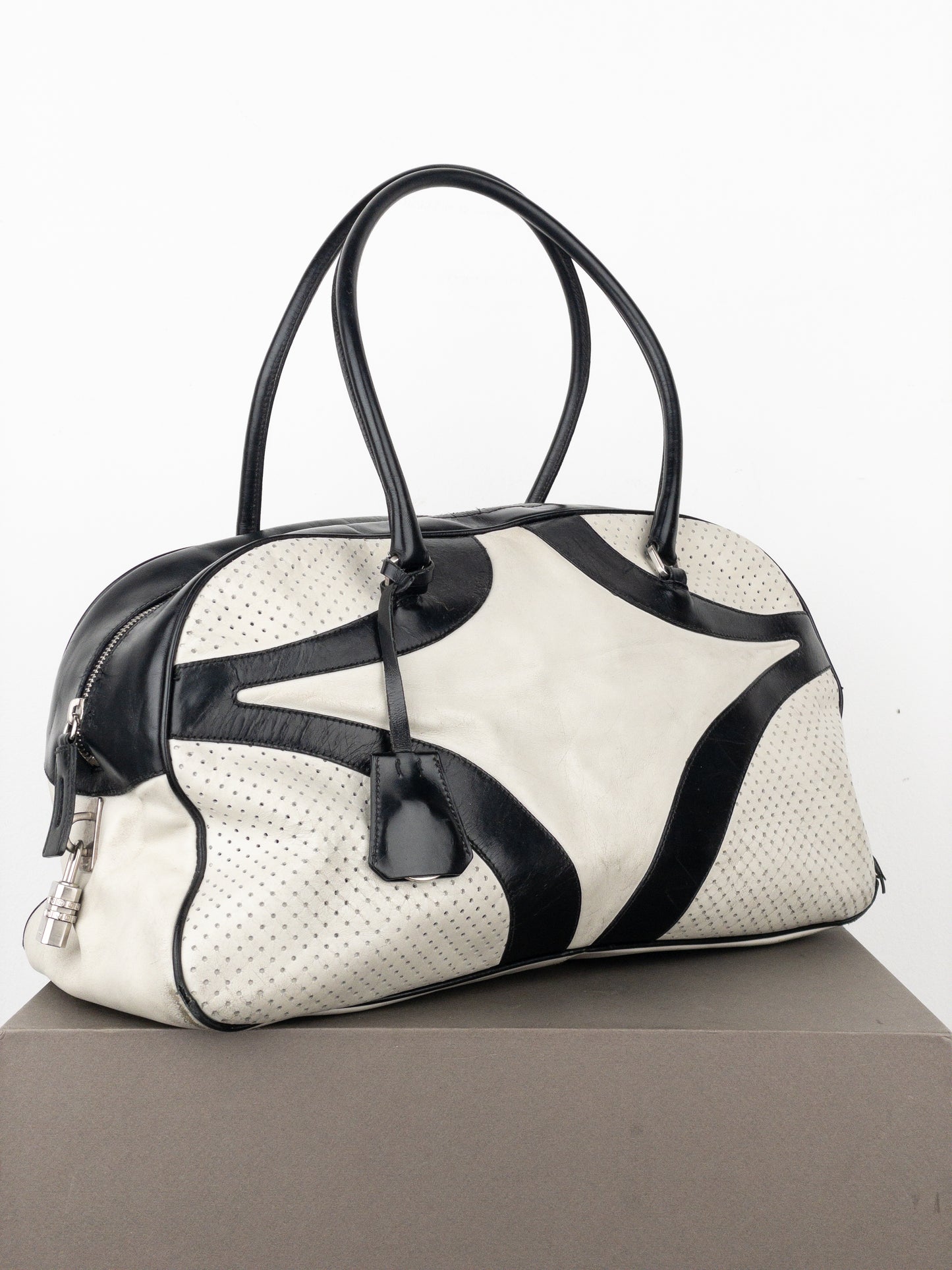 Prada SS00 Bowling Leather Shoulder Bag