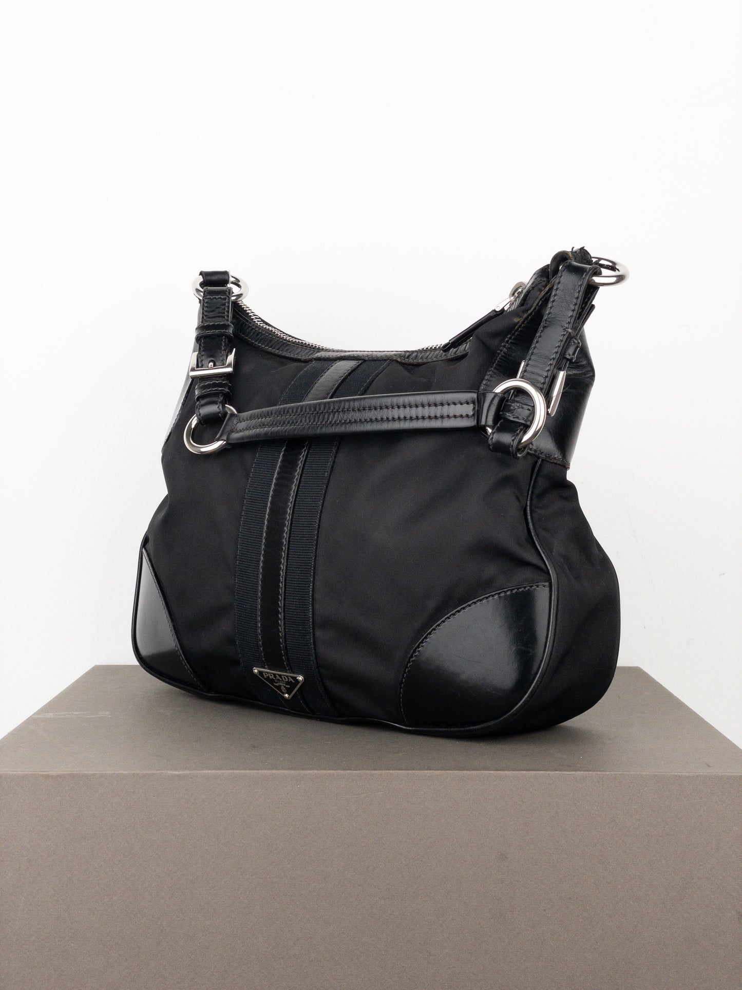 Prada 2000s Tessuto Hybrid Hobo Shoulder Bag
