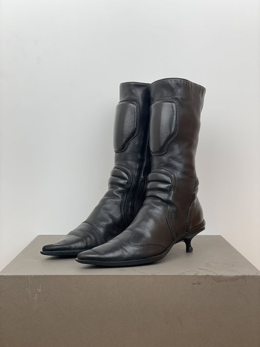Miu Miu AW99 Kitten Heel Biker Moto Boots