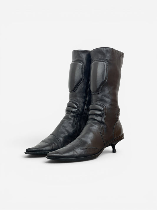 Miu Miu AW99 Kitten Heel Biker Moto Boots