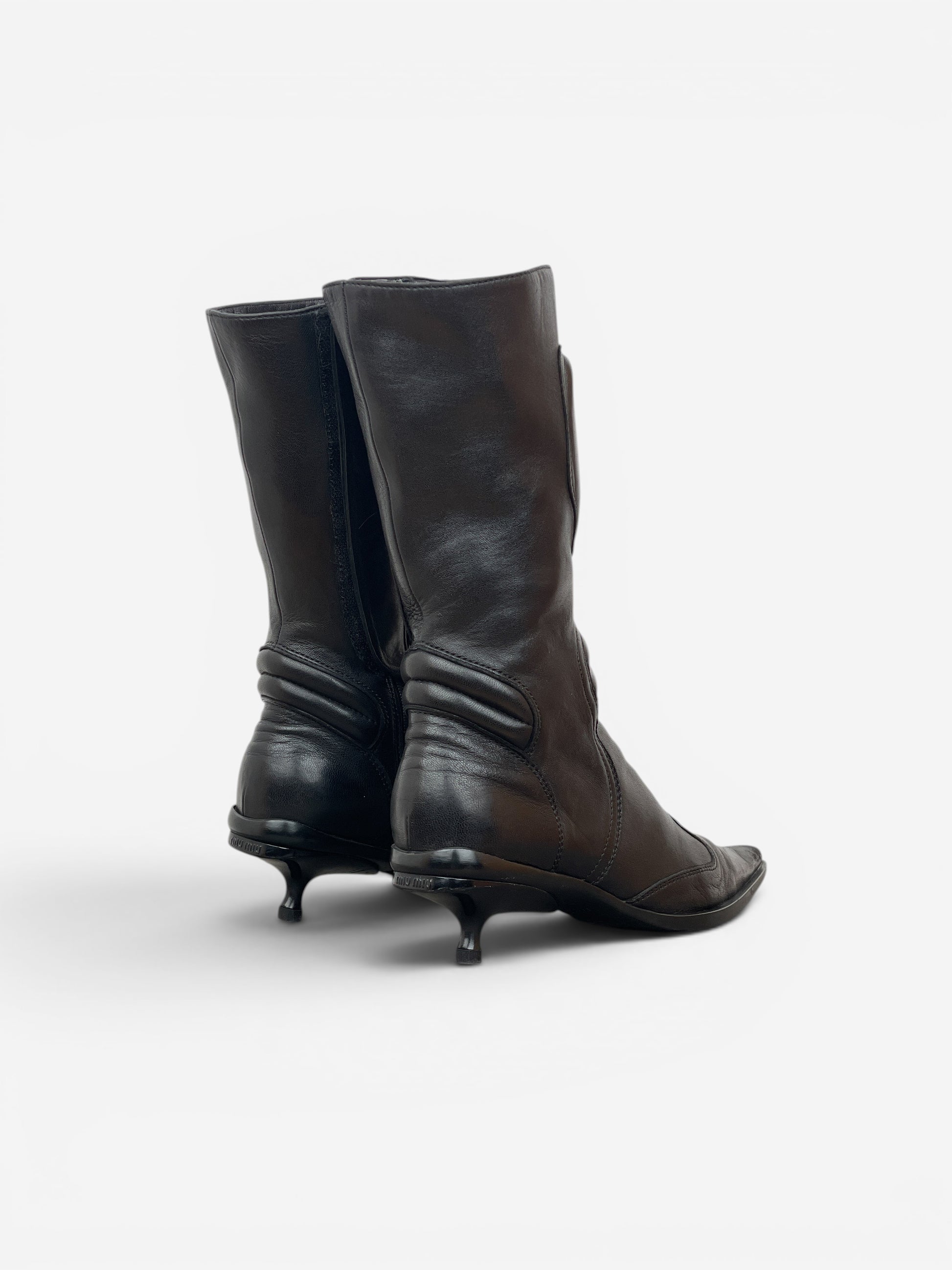 Miu Miu AW99 Kitten Heel Biker Moto Boots – photo 2