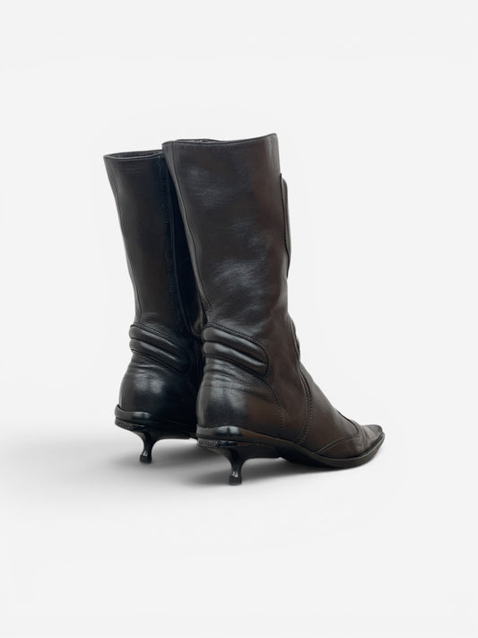 Miu Miu AW99 Kitten Heel Biker Moto Boots – photo 2