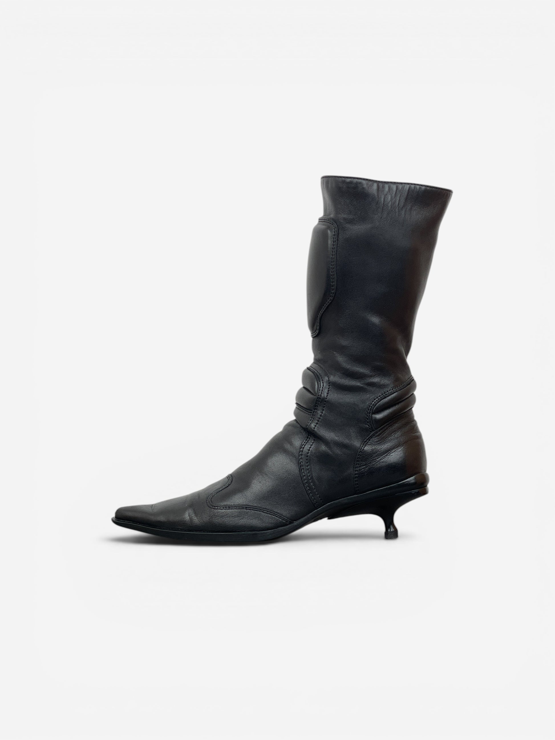 Miu Miu AW99 Kitten Heel Biker Moto Boots – photo 3