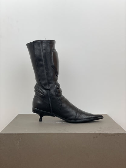 Miu Miu AW99 Kitten Heel Biker Moto Boots