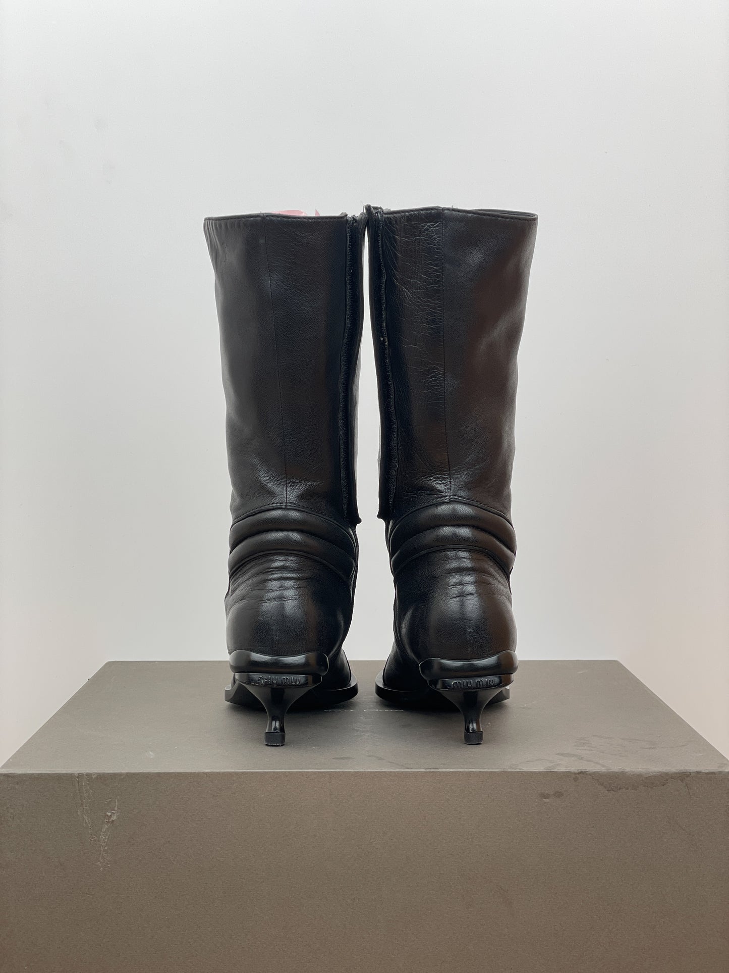 Miu Miu AW99 Kitten Heel Biker Moto Boots