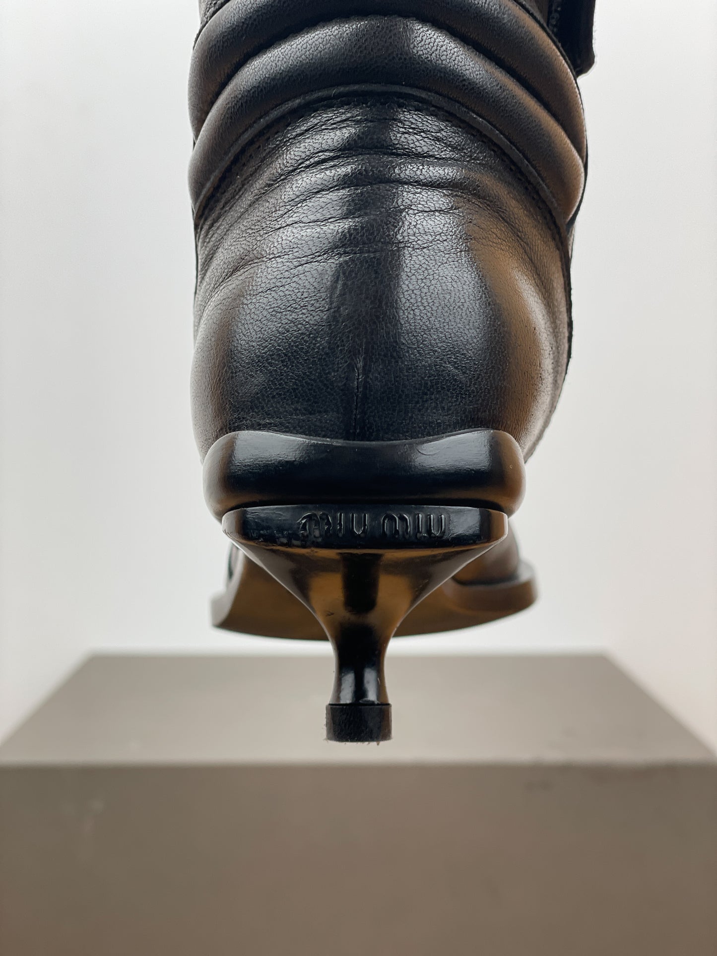 Miu Miu AW99 Kitten Heel Biker Moto Boots