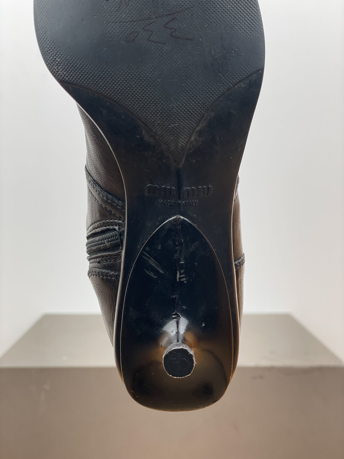 Miu Miu AW99 Kitten Heel Biker Moto Boots