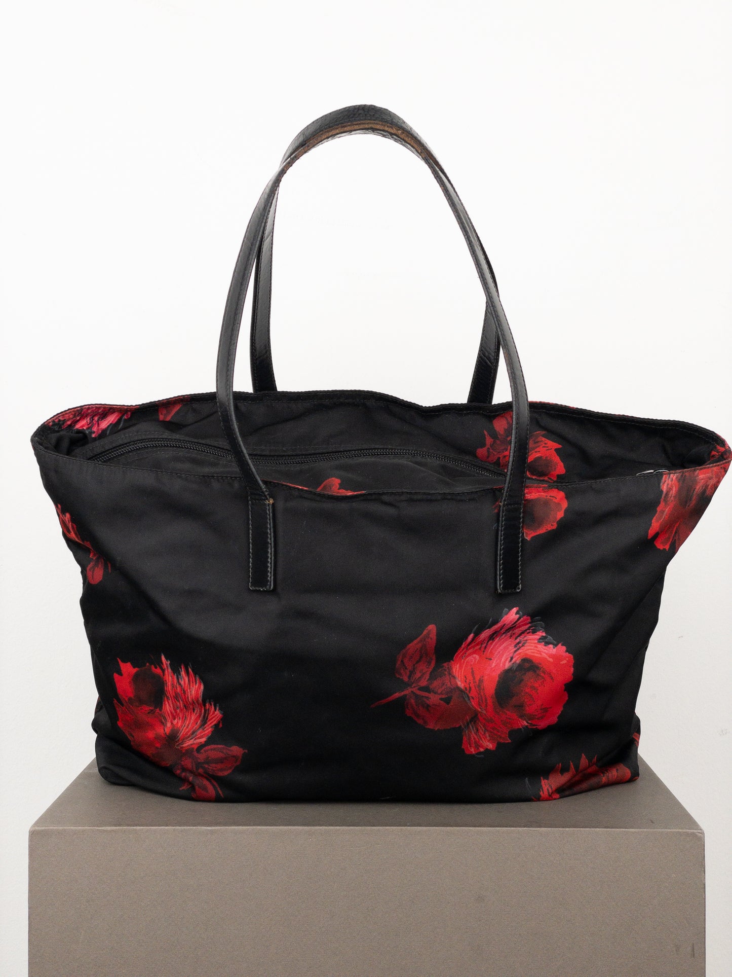 Prada 2000s Floral Print Shopper Tote Handbag