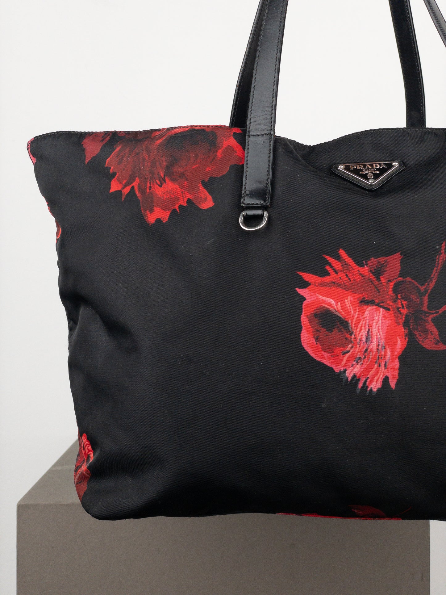 Prada 2000s Floral Print Shopper Tote Handbag