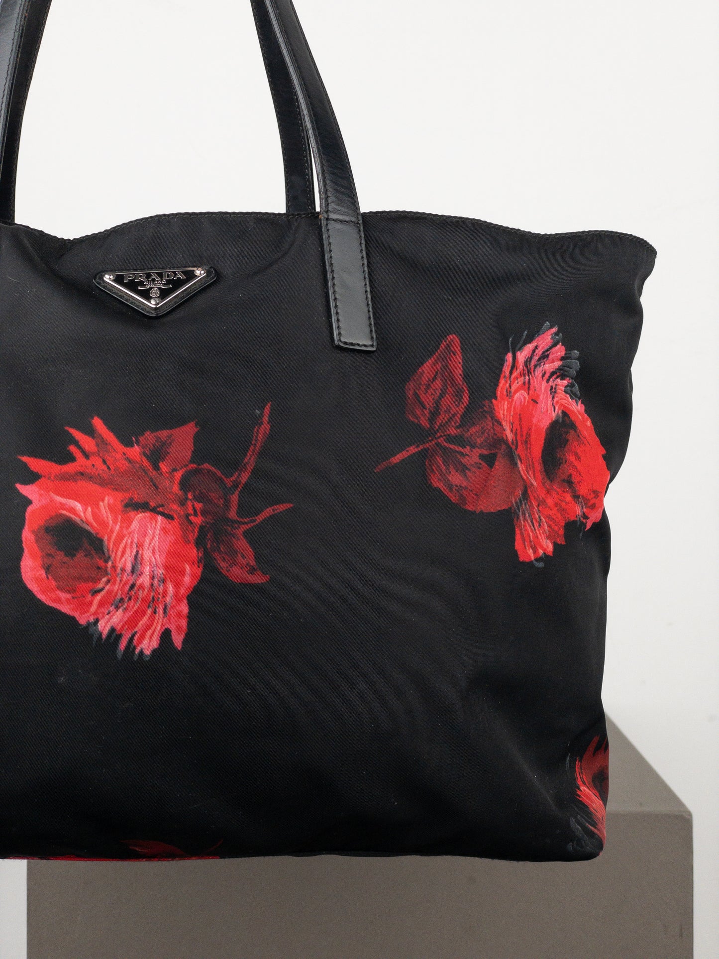 Prada 2000s Floral Print Shopper Tote Handbag