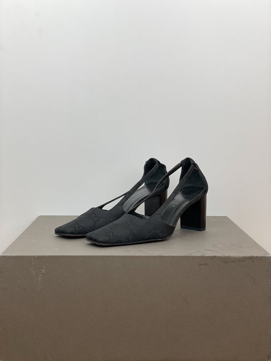 Gucci by Tom Ford SS98 Square Toe Monogram Slingback Pump Heels