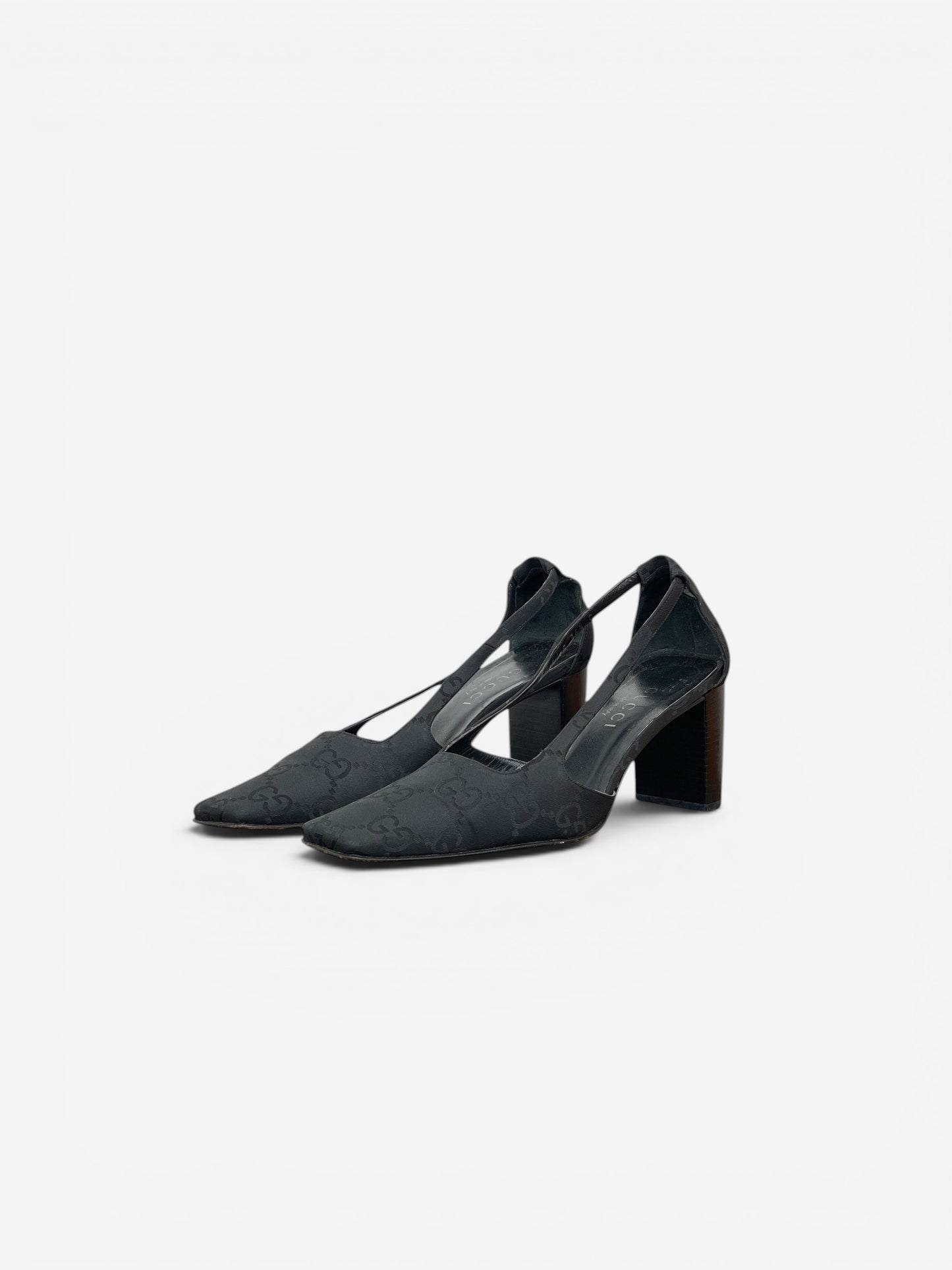 Gucci by Tom Ford SS98 Square Toe Monogram Slingback Pump Heels