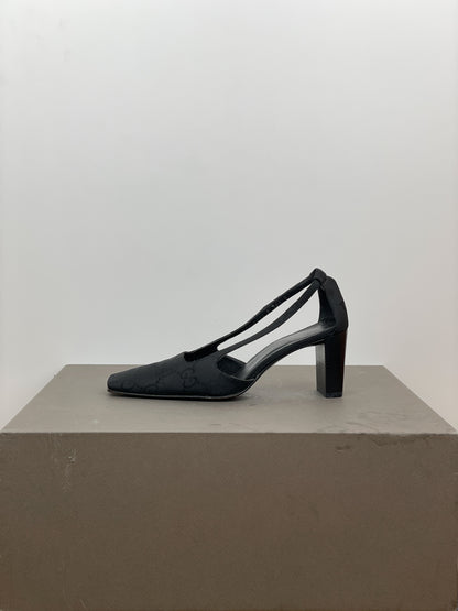 Gucci by Tom Ford SS98 Square Toe Monogram Slingback Pump Heels