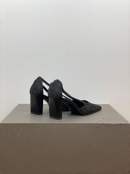 Gucci by Tom Ford SS98 Square Toe Monogram Slingback Pump Heels