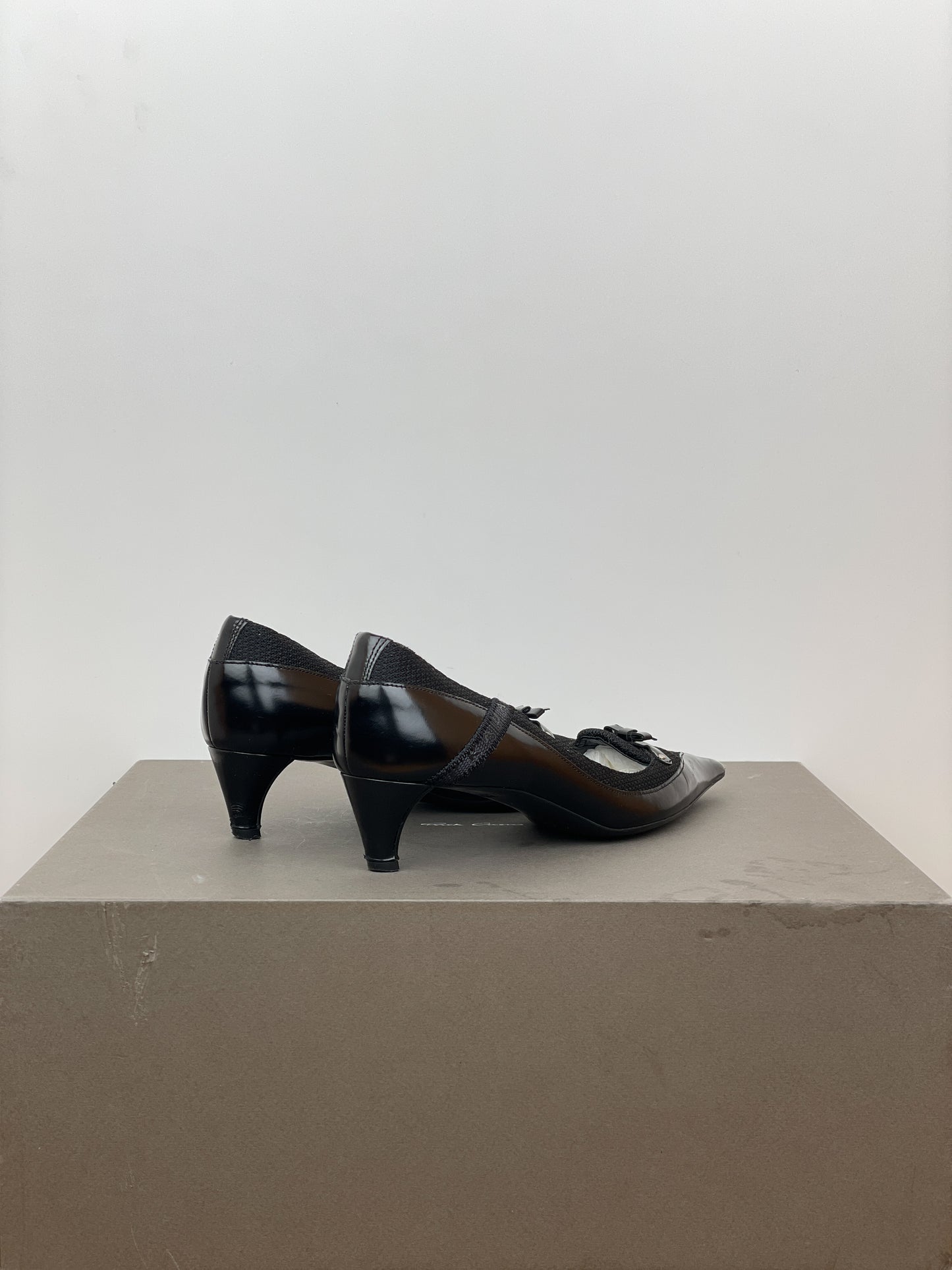 Prada SS00 Pointed-Toe Hybrid Mesh Pump Kitten Heels