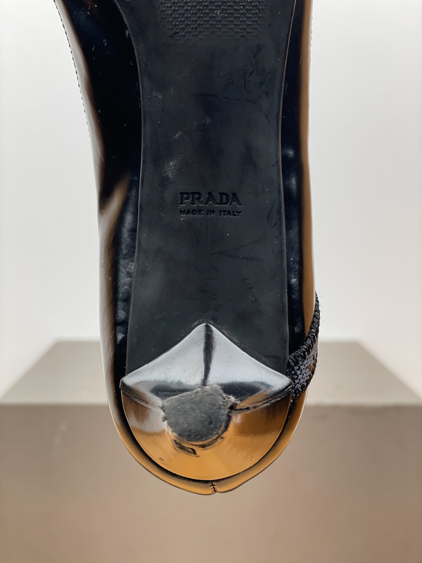 Prada SS00 Pointed-Toe Hybrid Mesh Pump Kitten Heels