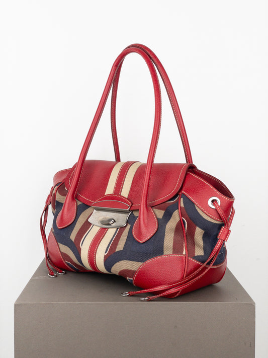 Prada 2000s Canvas ‘Stampata’ Geometric Shoulder Bag
