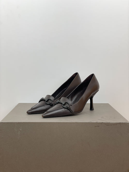 Gucci by Tom Ford 1990s Pointed-Toe Horsebit Pump Heels