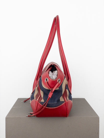 Prada 2000s Canvas ‘Stampata’ Geometric Shoulder Bag