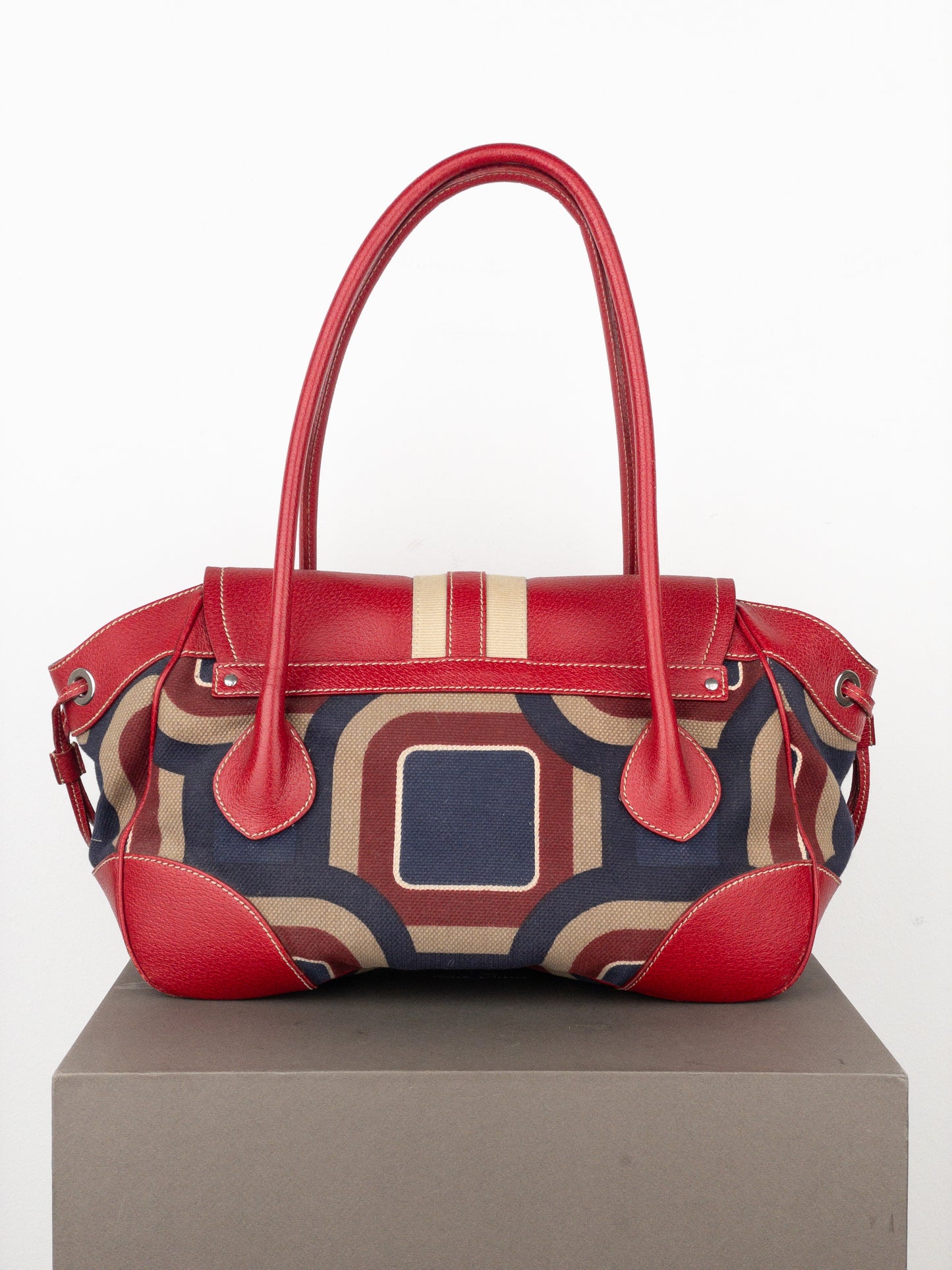 Prada 2000s Canvas ‘Stampata’ Geometric Shoulder Bag