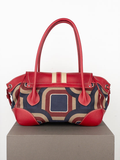 Prada 2000s Canvas ‘Stampata’ Geometric Shoulder Bag